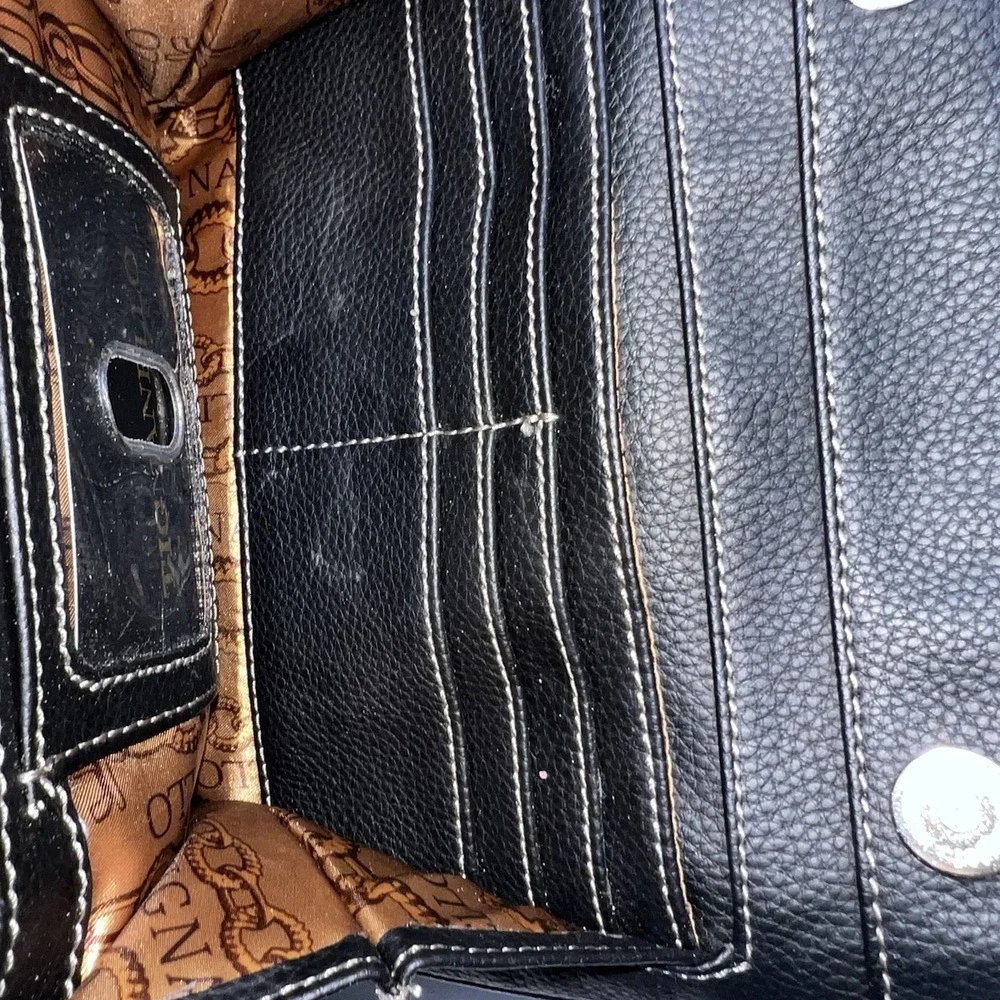 Tignanello Black Pebbled Leather  Crossbody Organizer Purse